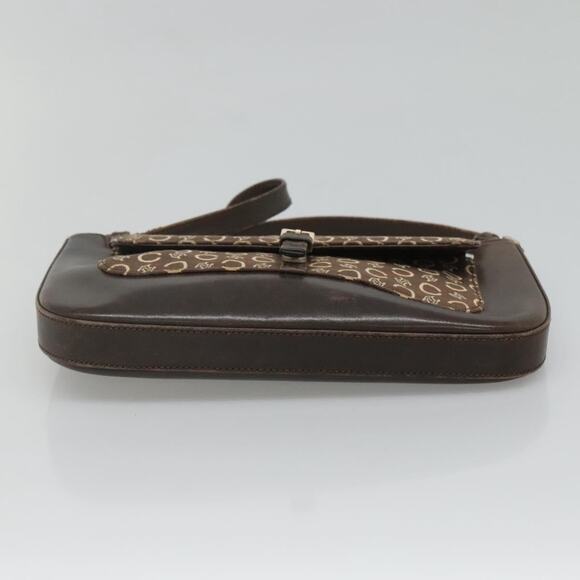 CELINE C Macadam Canvas Shoulder Bag Brown Gold - Picture 9 of 12